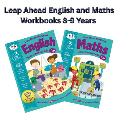 KidsKS2 Leap ahead English & Maths Home Learning Workbook With Stickers Ages 8-9