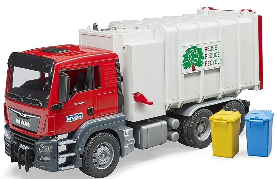 BRUDER, MAN TGS poubelle avec 2 bacs, échelle 1/16, BRU3761 - Photo 2/4