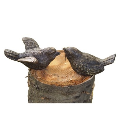 Bronzefigur Vogelpaar 2-teilig Spatzen klein Skulptur Garten 5×7,5 cm