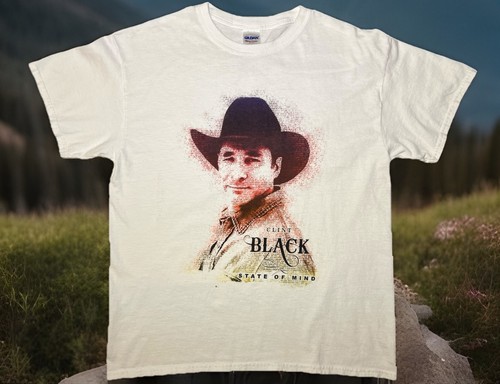 Clint Black State of Mind T-Shirt Mens Large Double Sided Early 2000s Gildan Tag - Picture 8 of 8