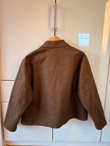 AURALEE Garment Dyed Organic Cotton Heavy Twill Short Work Jacket Brown Sz. 4 image 5