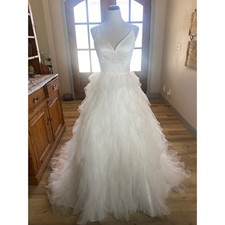 Morilee Madeline Gardner White Satin Tulle Tiered Ball Gown Wedding Dress NWT 4
