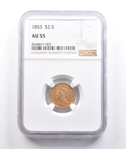 1853 $2.50 Liberty Head Gold Quarter Eagle AU55 NGC *7005