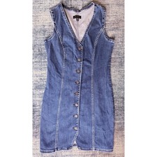 Silver Jeans Co Denim Mini Dress XS Sleeveless Button Front Y2K Western Cowgirl