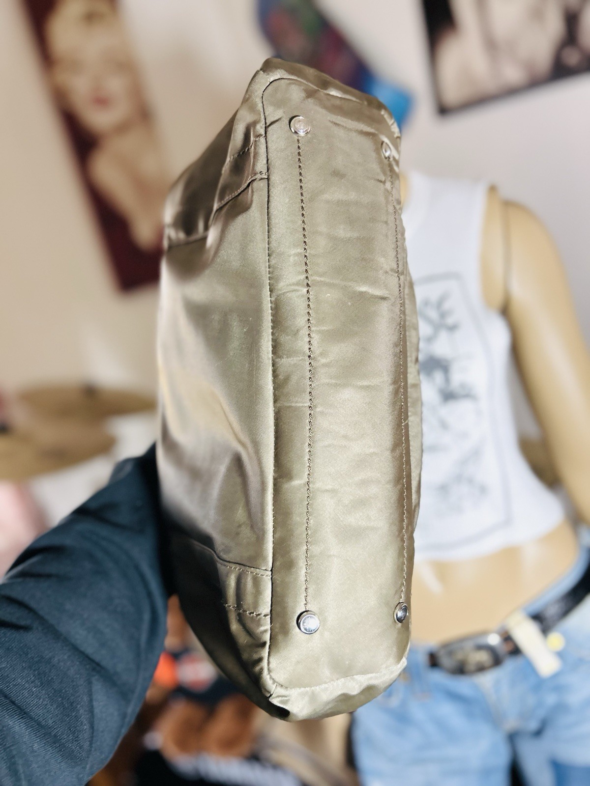 TUMI SM3 Men's Shoulder Tote Bag Nylon Sage Green Logo Plate