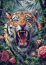 5D Diamond Art Kit A Tiger Showing its Teeth 30cmx40cm