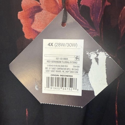 Ava & Viv Floral Print Belted Maxi Dress in Red Geranium Sheer Sleeve 4X NWT - Picture 8 of 8