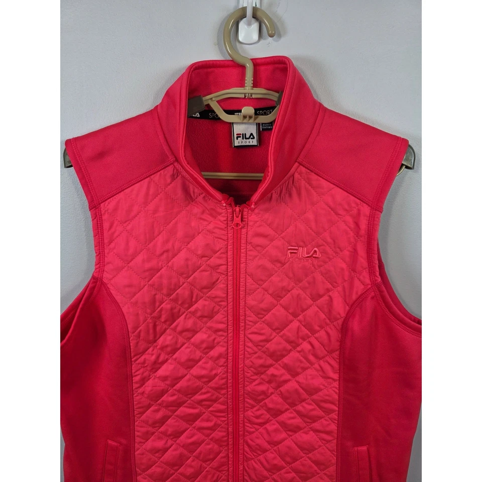 FILA SPORT Chaleco Acolchado Mujer XL Rosa Cremallera Completa Sin Mangas Chaqueta Acolchada / A188 Foto 3 de 4