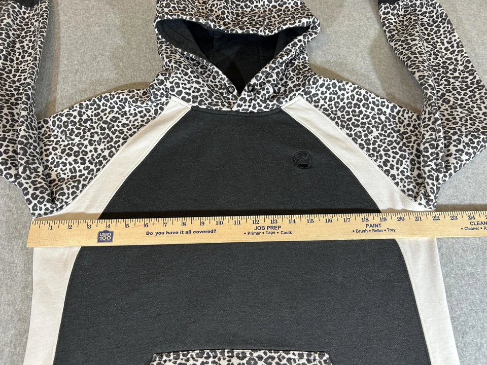 Sudadera con Capucha Hooey Para Mujer Mediana Negra Estampado Guepardo Raglán Sabana Pullover Polar Foto 4 de 4