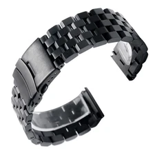 Black 20mm Width Watch Band Strap Bracelet Link Solid Watchband Replacement/