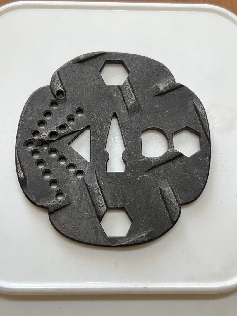 Japanese Tsuba sword guard iron plain samurai fitting