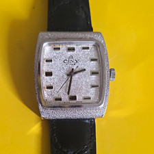 Vintage Ciny Fine Square Diamond etched dial Watch