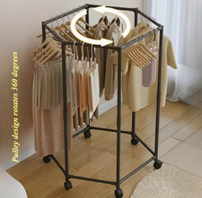 Heavy Duty 360 Rolling Garment Rack Clothes Organizer Space Saving Wheels