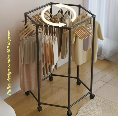 Heavy Duty 360 Rolling Garment Rack Clothes Organizer Space Saving Wheels