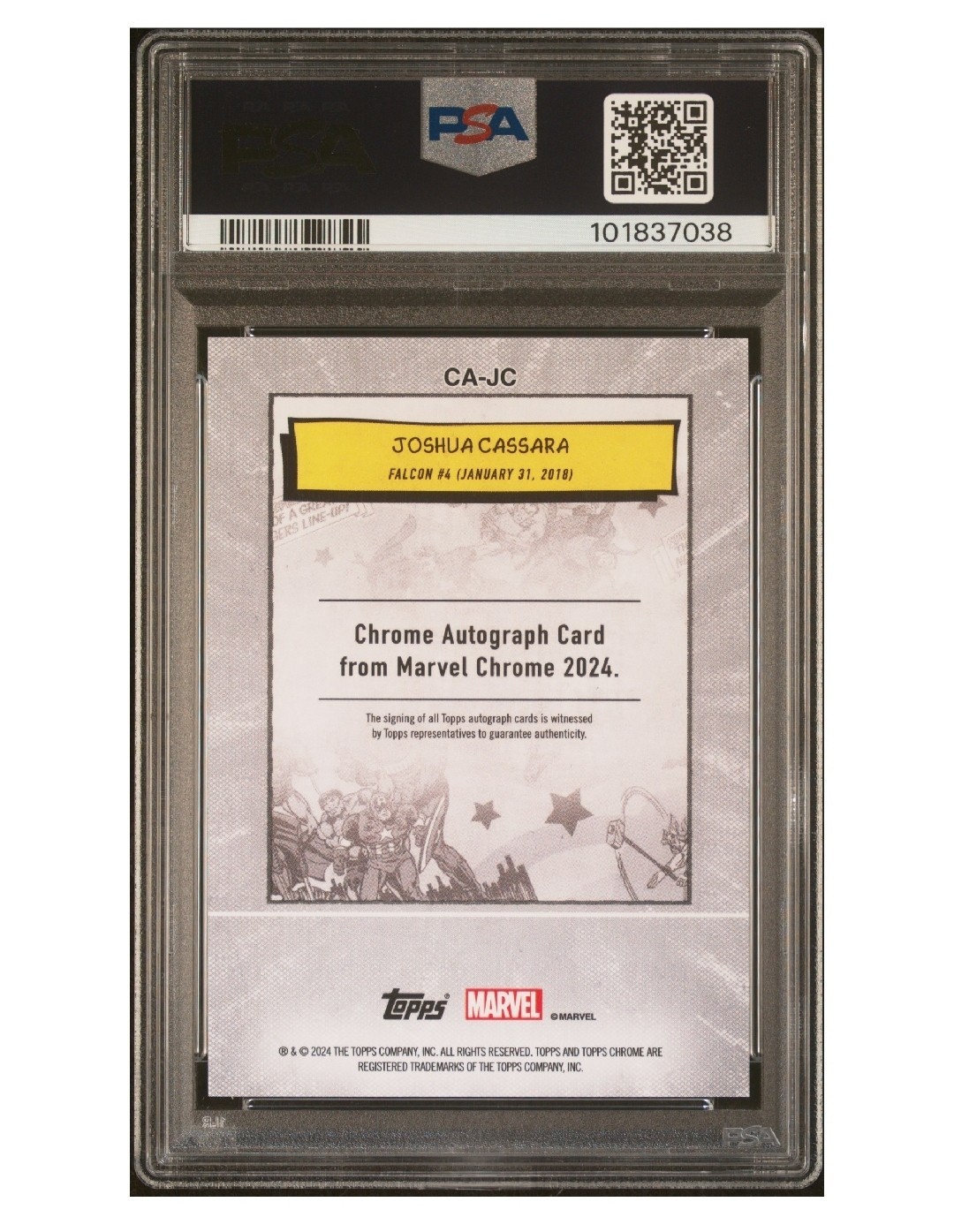 2024 Topps Chrome Marvel Joshua Cassara Auto /50 GOLD WAVE  PSA 10 RARE view 2