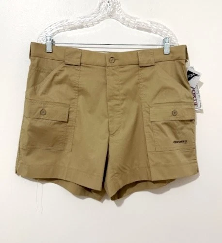 Sportif USA Lauderdale Cargo Shorts Khaki Tan Tropical Stretch Men’s Size 38 NWT