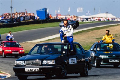 Rickard Rydell waves to the crowd the drivers' parade Rounds 16 an- Old Photo