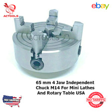 Rotary Table And 65mm 4 Jaw Independent Chuck M14 For Mini Lathes ACTOOLS