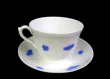 Adderley Porcelain Chelsea Blue Grapes Antique 3" Oversized Cup & Saucer 1912-26