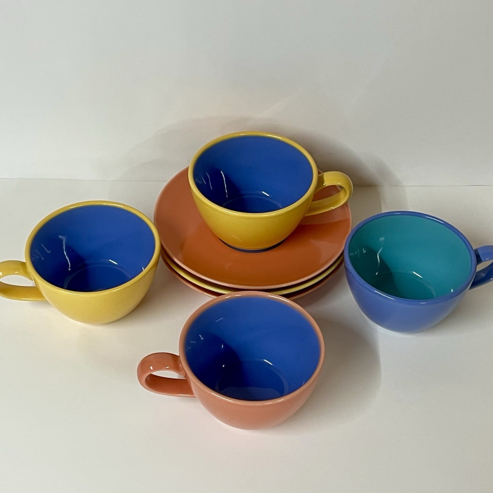 Lindt Stymeist Colorways Teacups And Saucers 7 Pieces Multicolored Japan