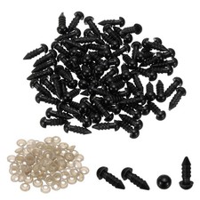 6mm Safety Eyes, 80 Pcs Plastic Craft Eyes with Washers, Black