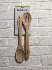 Cuisinart Gourmet Beechwood Slotted and Solid Spoons Brown