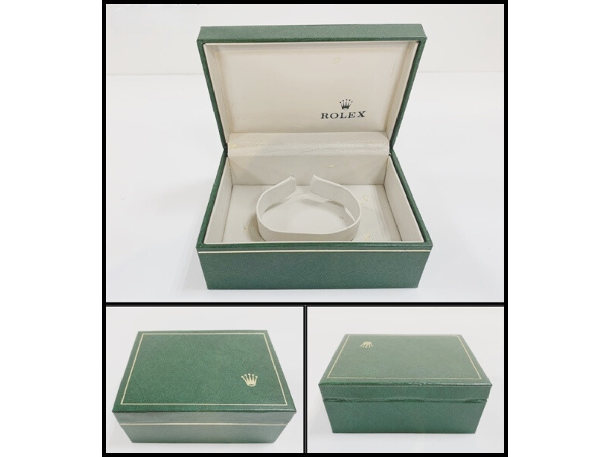 VINTAGE GENUINE ROLEX watch box case 6 set junk Green wood VINTAGE GENUINE ROLEX watch box case 6 set junk Green wood