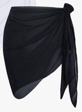 Women Sarong Beach Cover Up Mini Sheer Chiffon Swimwear Bikini Wrap Skirt