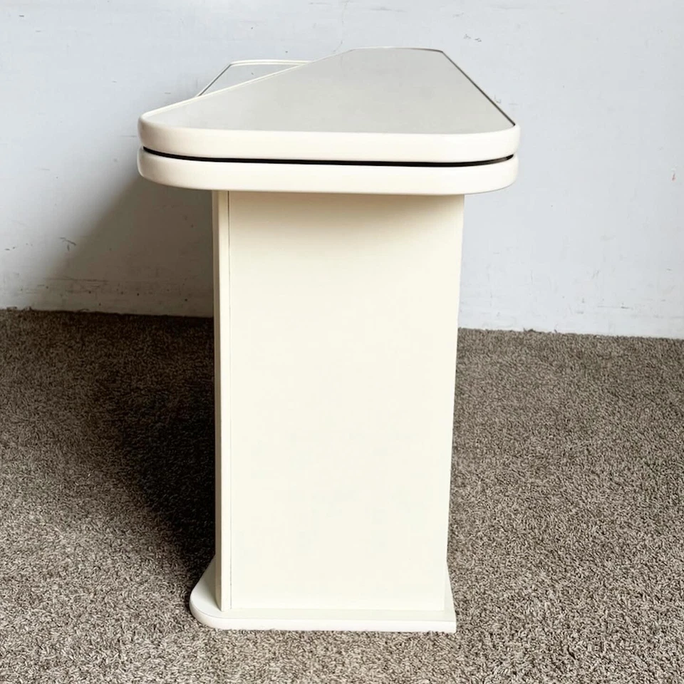 Postmodern Faux Marble Laminate and Mirror Console Table - Image 4 of 4