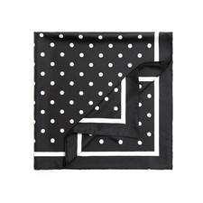 100 silk black and white Polka dot handmade women's silk Square scarf 35" 89cm
