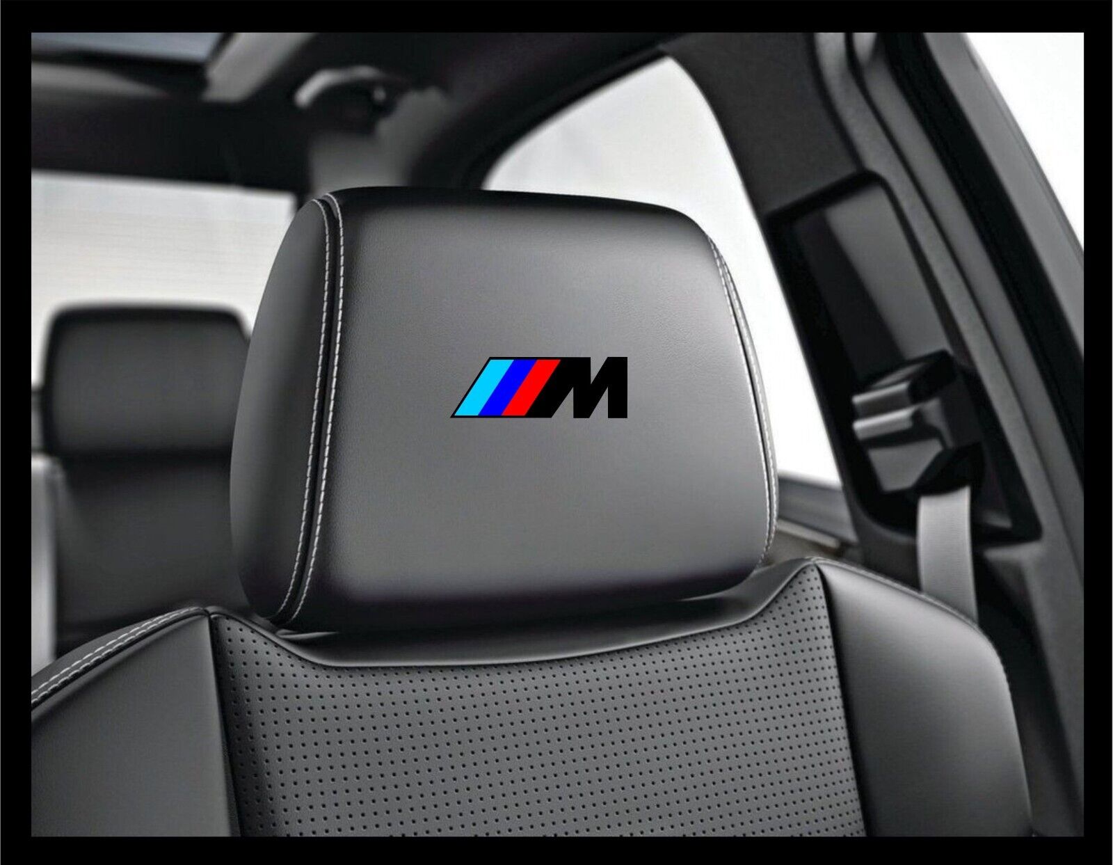 5x BMW M Black Logo Headrest Car Seat Decal Badge Sticker Performance Motorsport