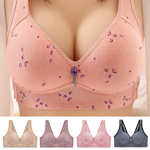 Cotton Wire Free Brassiere No Steel Ring Large Size Soft Thin Comfortable New #