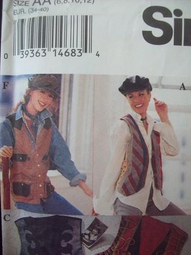 Vintage Simplicity Pattern 8698 Vest Variety Shirley Botsford Sizes 6-12 UC NOS - Picture 3 of 5