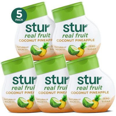 Stur - Coconut Pineapple, Natural Water Enhancer, (5 Bottles, Makes 120 Drinks..
