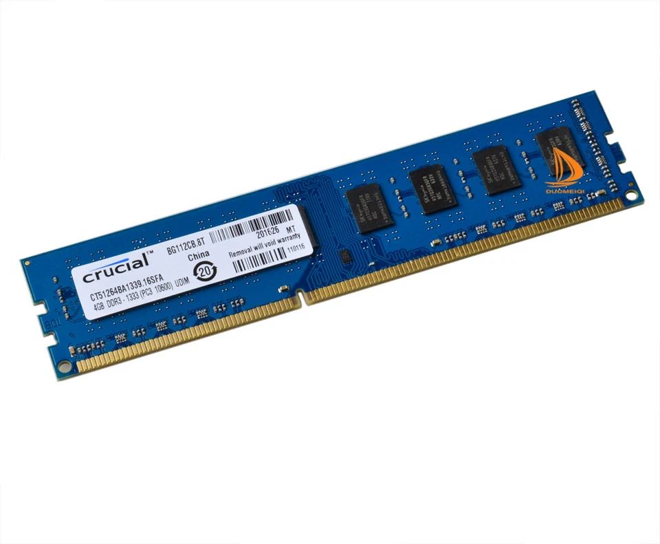 Desktop RAM Crucial 16GB 4X 4GB 2Rx8 PC3-10600U DDR3 1333Mhz DIMM 240Pin Memory - Image 3 of 4
