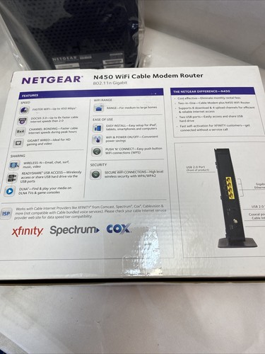 NETGEAR N450 WiFi Cable Modem Router DOCSIS 3.0 N450 450mbps Xfinity Time Warner - Picture 6 of 8