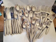 Stainless China Flatware Lot China -35 Pieces  Knives Table Spoons Dinner Forks 