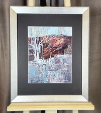 Maurjo N. Reser (American 1932) Abstract Southwest Original Relief Oil on Board