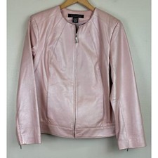 Women’s Dialogue Leather Jacket Pink Size Medium