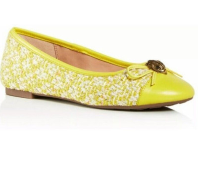 Kurt Geiger  Yellow Multi Textured Eagle Head Ballerina  Ballet Flats ~40 M3020