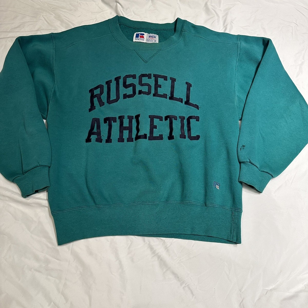 90's Russell Athletic PRO COTTON スウェット Vtg 90s Russell Athletic Pro Cotton Spell Out Logo Jersey T