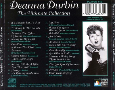 DEANNA DURBIN - THE ULTIMATE COLLECTION: 24 GREATEST HITS NEW CD