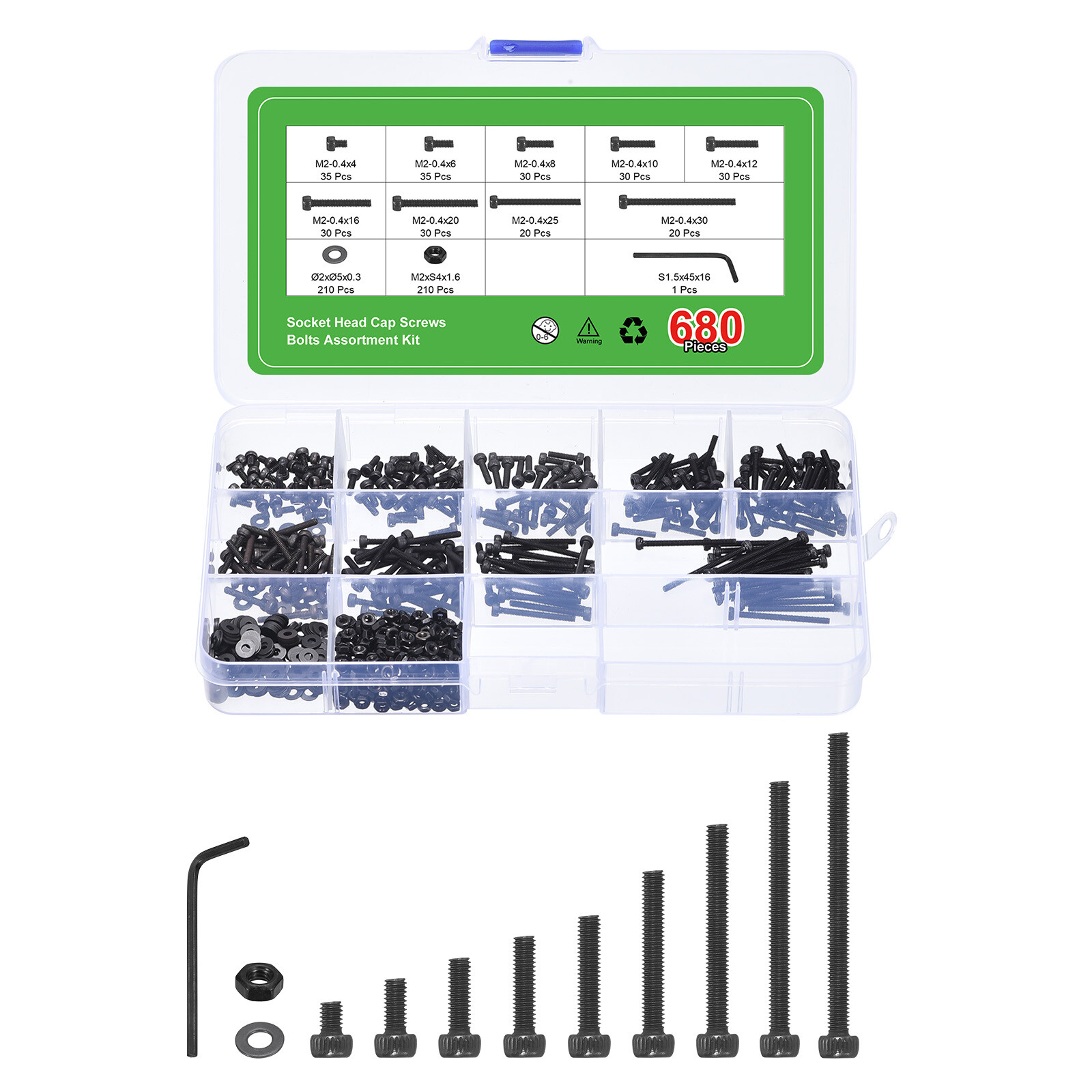 Hex Socket Bolt Kits (M2), Grade 12.9 Drive Screws