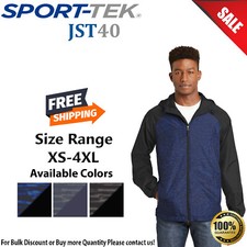 Sport-Tek Mens Long Sleeve Heather Colorblock Raglan Hooded Wind Jacket JST40