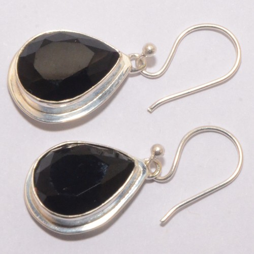 Black Onyx Gemstone Earring 925 Sterling Silver Handmade Jewelry - 1.50" - Picture 3 of 4