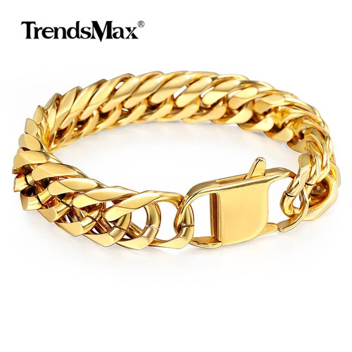 Men's 15mm Cuban Link Bracelet - 316L Stainless Steel, 8/9/10 Inch, Nickel-Free, Handmade