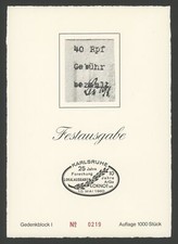 LOKALAUSGABEN GEDENK-BLOCK 1980 ArGe LOKNOT KARLSRUHE B&Uuml;TTENPAPIER !! u1106