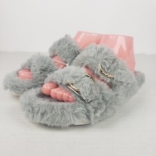 J/Slides Urban Sport Womens Slippers BABEE Gray Faux Fur Slide Size 8 M