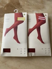 LOT 2 OPAQUE TIGHTS SEXY WOMEN SALSA RED COLOR -SIZE M/L-BRAND ~A NEW DAY