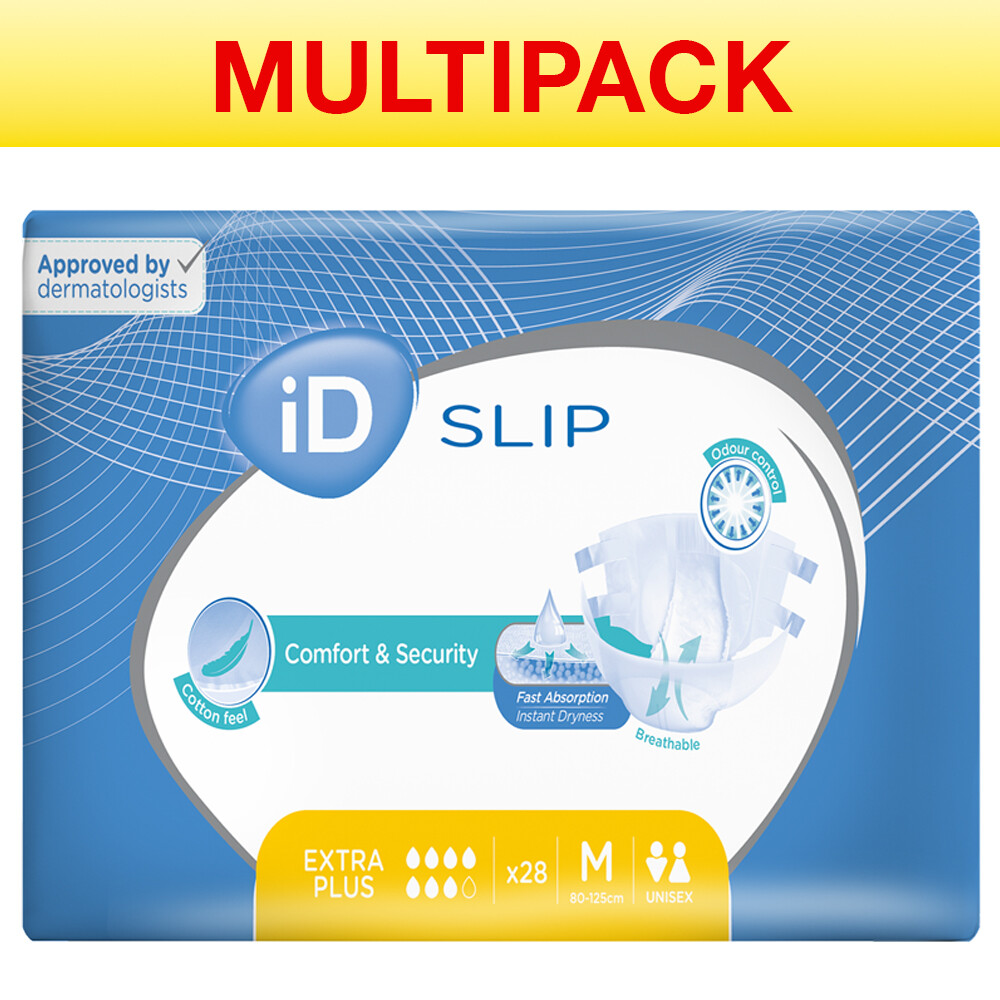 iD Slip Extra Plus - Medium - 3 Packs of 28 Incontinence Slips Cotton Feel